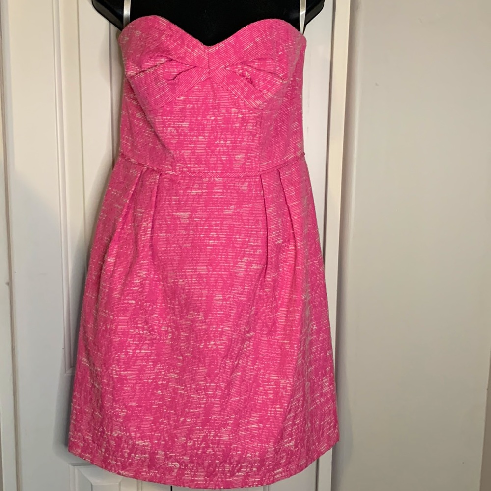 VGUC-Shoshanna strapless midi pink & white dress